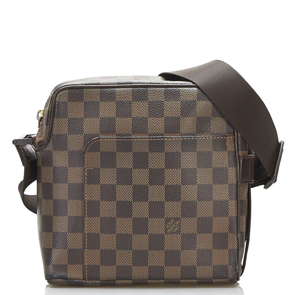 Louis Vuitton Damier Olaf PM Shoulder Bag N41442 Ebene Brown PVC Leather Wome...
